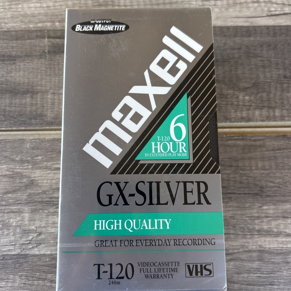Maxell Blank VHS Videocassette GX-Silver T-120 6 Hour HQ Brand New‎